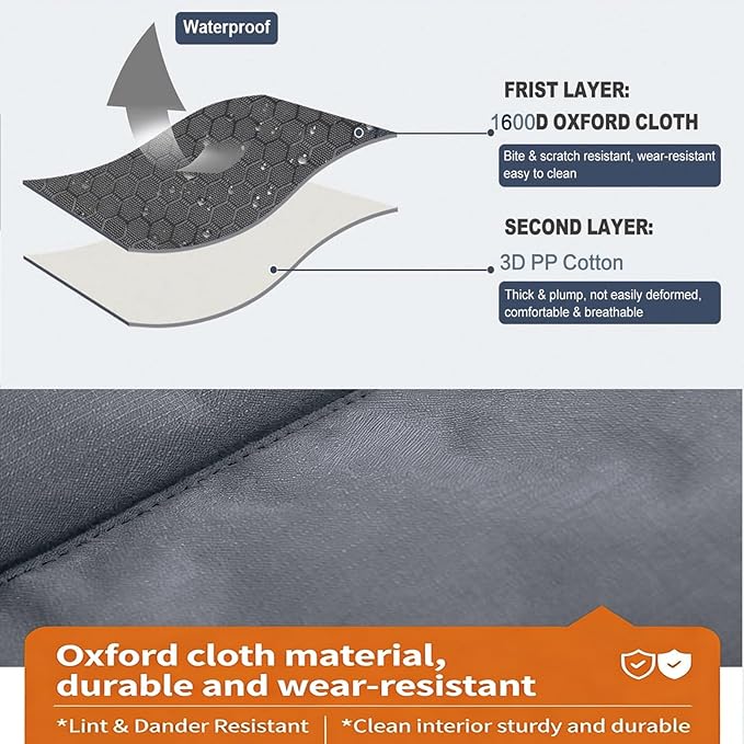 YOFANG Outdoor Travel Dog Bed Mat Large, Portable Crate Mat Waterproof Anti-Slip, Kennel Pad Washable, Pet Camping Beds Nylon Fabric, Easy to Clean for Outdoor/Indoor and Car Mat, 36"x25" Grey