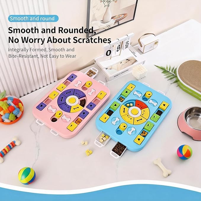 Interactive Dog Puzzle Toy & Slow Feeder, Enrichment Toy for IQ Training and Brain Stimulation, Mentally Stimulating Gift for Large, Medium, and Small Dogs (Pink)