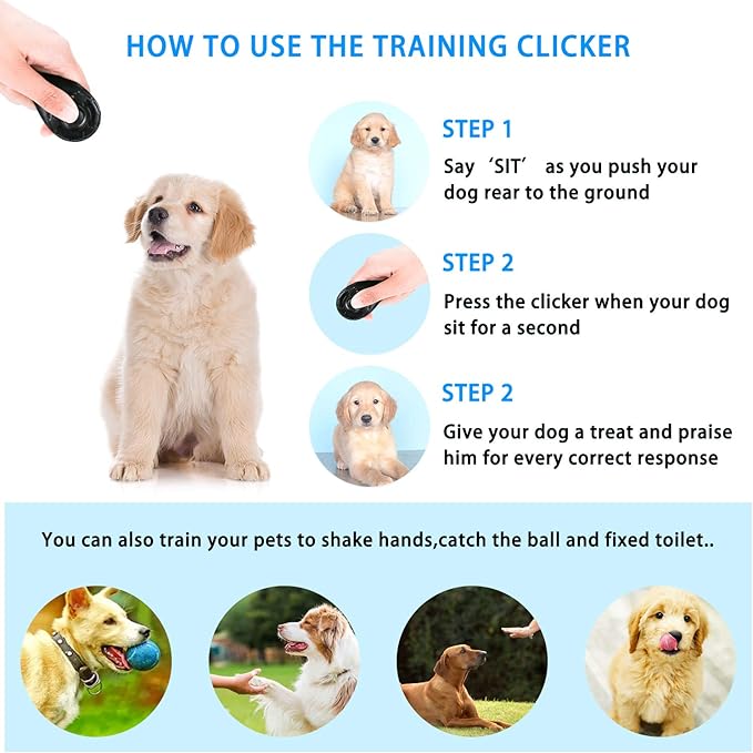 Pet Training Clicker with Wrist Strap Dog Training Clicker Set Clicker Training Tools for Dog, Cat, Bird, Horse, etc (4 Color)