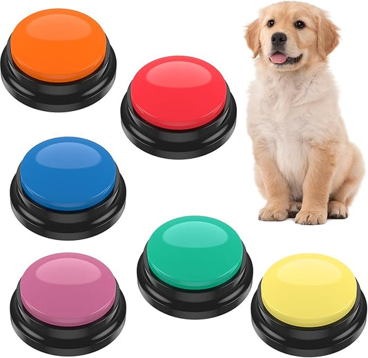 6Pcs Dog Buttons for Communication Voice, Recording Button Dogs for Words Talking and Answer, Pet Sound Answering Buzzer Best Toys fit Dog Tranning(6pcs)
