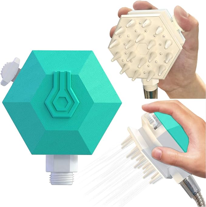 Dog Shower Sprayer Head Attachment Pet Grooming Combing Sprayer,Water Sprinkler Massaging Brush Nozzle for Dogs and Cats,Multi-Function Pet Shower Head for Dog Home Cleaning Bath