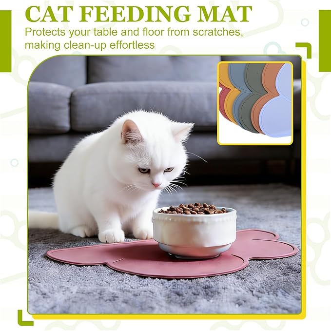 Silicone Pet Feeding Mat, Waterproof Dog Cat Food Bowl Placemat Tray Anti-Slip with Raised Edge Foldable Heat-Resistant (Silver Gray, Cloud Shape), Intended for Cat Dog Water Bowl