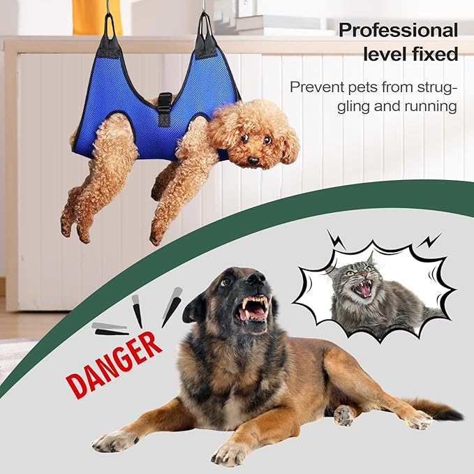 Portable Dog Hammock – Nail Trimming Harness Organizer, Bathing Block with Feature, Canvas Frame Gear with Feature, Hammock Functional Styling, Pet Supplies for Grooming, Large Breed, Indoor