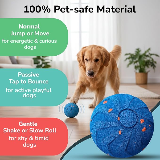 Smart Automatic Moving Dog Toy for Medium & Large Dogs, Resistant E-TPU Material, Rechargeable, Waterproof, Keeps Dogs Busy Indoors