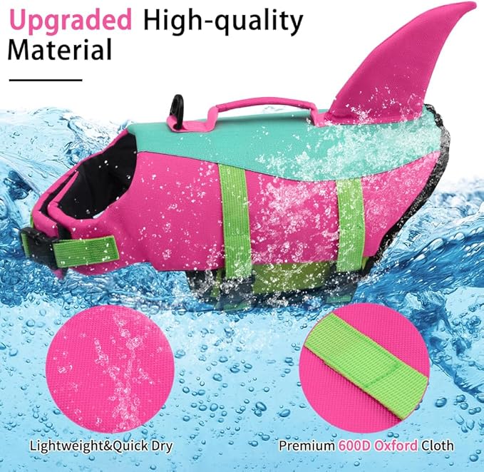 EMUST Large Dog Life Jacket, Dog Life Vests for Swimming, Adjustable Small/Medium/Large Dog Flotation Vest for Water at Pool, Beach, Boating (XL,PinjiePink)