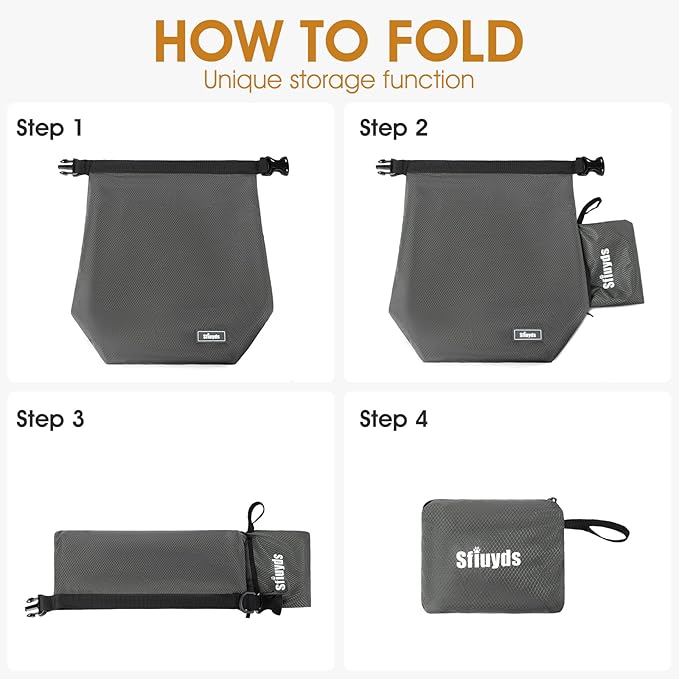 Travel Dog Food Container Pet Food Storage Bag Containers 2PCS Collapsible Travel Dog Bowls Waterproof Camping Storage Essentials Kibble Carrier 20L Easy to Clean (Grey, Small)