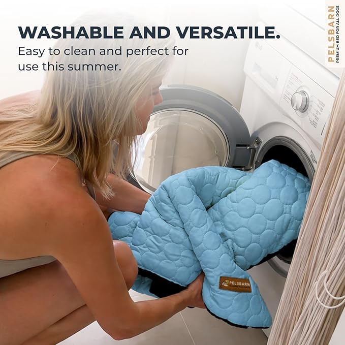 Pelsbarn Dog Cooling Mat- Ice Silk Summer Comfort, Self Cooling, Non-Slip Dog Pad, Durable & Washable, Mat for Extra Large Dogs 33 x 45, Support Shelter Dogs with Every Purchase (Blue)
