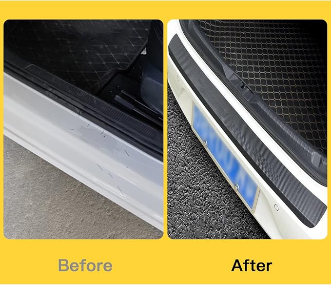 Door Sill Plate Protectors for Car - Rear Bumper Protector Guard, Universal Door Entry Guards Sill Scuff Cover Panel Step Protector, Trunk Door Entry Guards, Carbon Fiber, 9pcs/Set