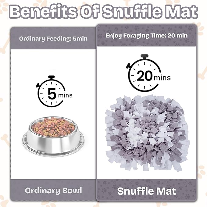 Snuffle Mat for Dogs | Travel-Friendly & Durable Dog Sniff Mat | Encourages Foraging, Slow Eating, Mental Stimulation & Stress Relief | Interactive Dog Enrichment Mat for Puppies & Adult Dogs (Grey)