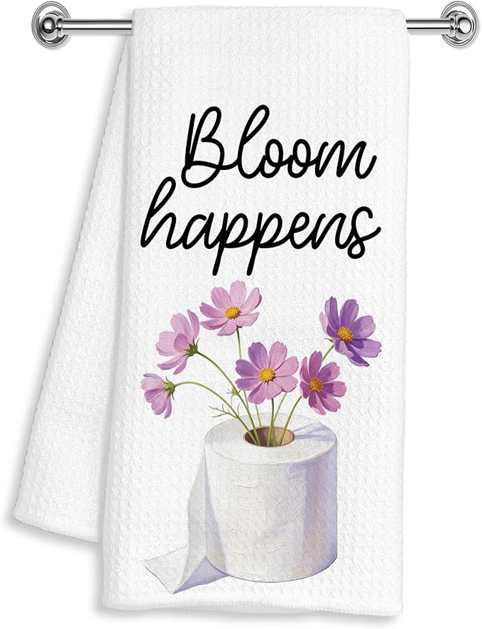 Purple Floral Hand Towels for Bathroom Washroom Spa Yoga Decor 16x24 Inches, Cosmos Flower Toilet Paper Bathroom Hand Towels Decorative, Housewarming Gifts