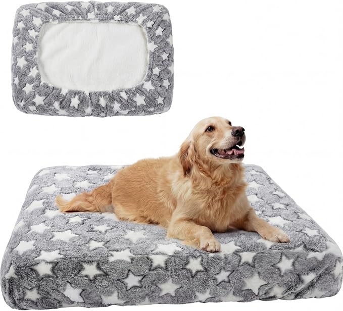 Youyole Large Washable Dog Bed Cover Replacement Waterproof Rectangle Bed Cover for Dog Gray Pet Beds Protector Sheet with Lovely Star Print for Donut Beds & Pet Couch, 36 x 27 x 6 inch