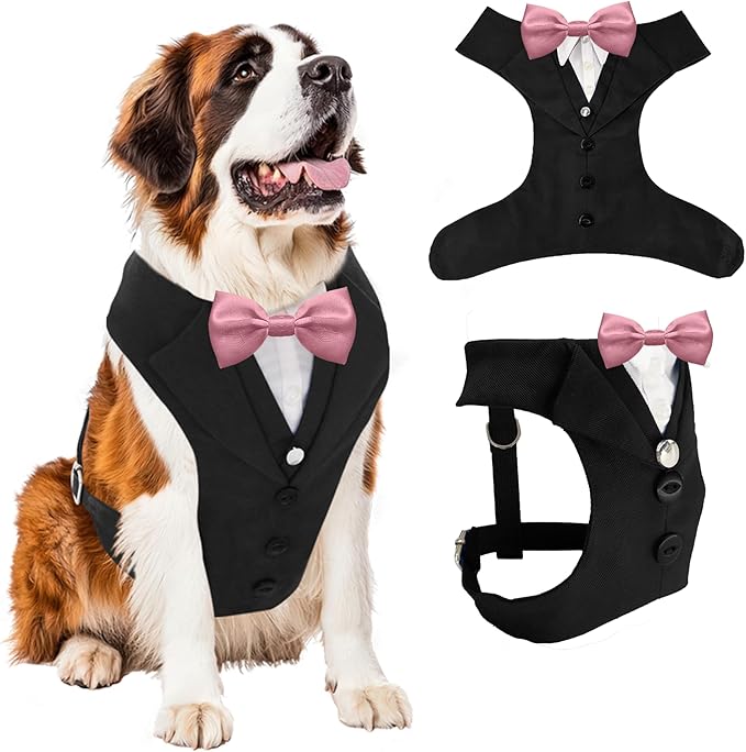 AVERYDAY Dog Tuxedo for Wedding Outfit, Dog Suit and Tie Costumes for Birthday, Halloween, Cosplay, Christmas Party, Pet Formal Wear with Bowtie, Tux for Medium Large Dogs, Bulldog, Labrador, Husky