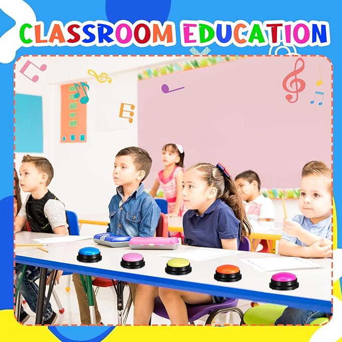 8 Pieces Recordable Answer Buzzers Button Answer Buzzers Game Show Buzzer Recordable Button Classroom Buzzers Perfect for Study Office Home and Pet Buttons Training Toy