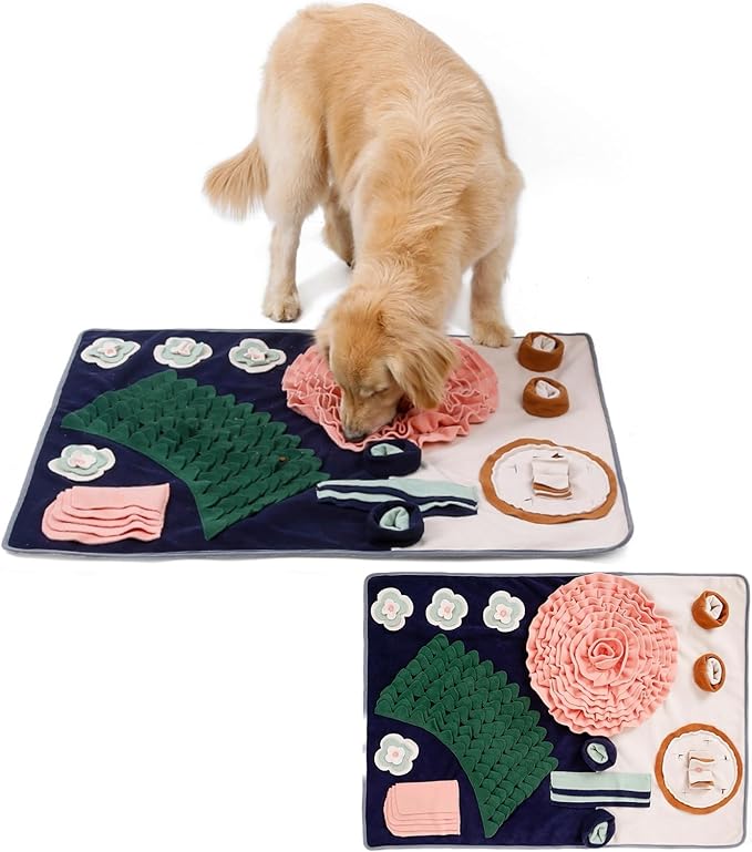 Dog Snuffle Mat Slow Feeding Mats Sniffing Puzzle Toys Interactive Burrow Activity Hide and Seek Enrichment Toys for Foraging Training Dog Gifts for Small Medium Large Dogs (Dinning Set)