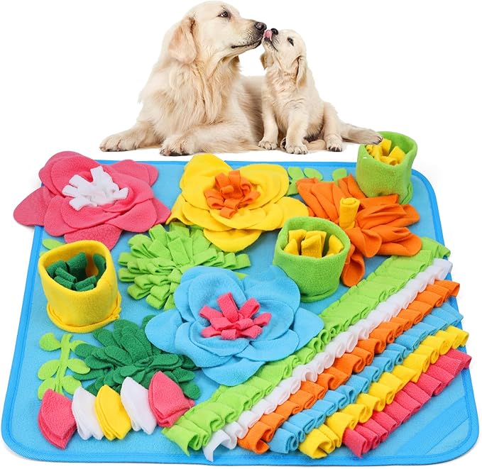 ORIA Snuffle Mat for Dogs, 15.4'' x 15.4'' Slow Feeder Mat for Boredom, Mental Stimulation, Anxiety Relief, Interactive Dog Puzzle Toy & Foraging Mat for Small Dogs, Puppies, Cats, Rabbits