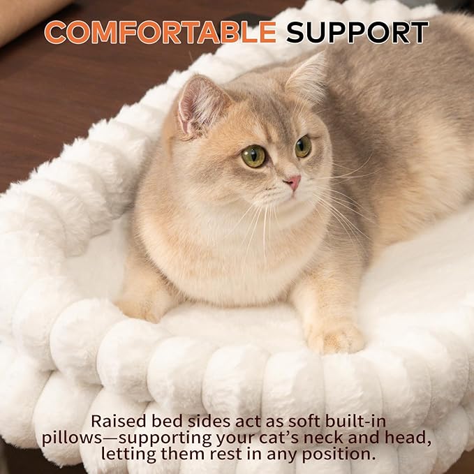 CHEERPALS Cat Desk Bed with Reversible Cushion, 90°Foldable Cat Hammock for Desk Mounted Removable & Washable, Suitable for Medium-to-Large Cats and Puppy, Cloud Series(White, Medium)