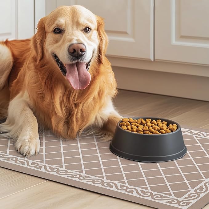 Dog Food Mat for Floors Waterproof Quick Dry Pet Placemat Cat Feeding Bowls Mats for Food and Water, Eco-Friendly Dog Accessories Diatomite Pets Supplies 12" X 20"