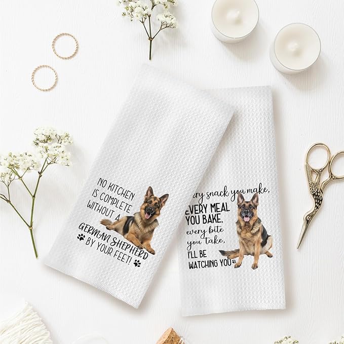 German Shepherd Gifts Kitchen Towels - Dish & Hand Towels, 16x24 Inches Set of 2