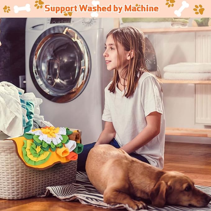 Yummy Sam Snuffle Mat for Small Medium Dogs, Portable Interactive Nose Smell Training Sniffing Pad with Puzzle Toys for Boredom Stimulating Slow Eating and Keep Busy (Orange)