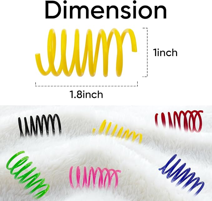 6Colors Plastic Spring Cat Toys, 24 Pack Spiral Springs for Indoor Cats to Swat, Bite, Hunt, Interactive Toys for Cats and Kittens