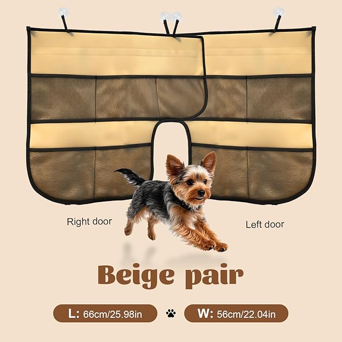 Wokyo 2 Pack Dog Car Door Protector, Anti-Scratch Waterproof Car Door Cover 25.98" x 22.04" Beige 2-Layer Design Durable Pet Vehicle Doors Guard for Cars, Trucks, SUVs