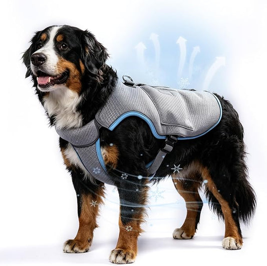 Mora Pets Cooling Vest for Dogs with Ice Pack Evaporation Cooling Fully Adjustable Dog Harness Fit Small Medium Large Dogs Light Blue XXL