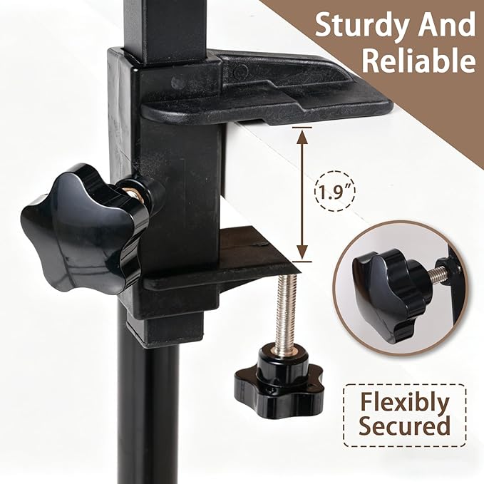 Dog Grooming Arm with Clamp, 15.7-35.4" Height & 14.9" Width, Dog Grooming Station with Hammock & Storage Basket, for Small to Medium Dogs, Perfect for Home Nail Trimming, Drying and Grooming