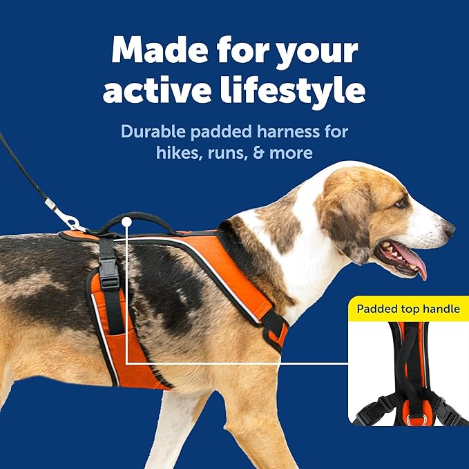 PetSafe EasySport Dog Harness Adjustable, Padded Dog Harness with Control Handle and Reflective Piping Large, Orange