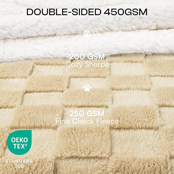 Luciphia Waterproof Dog Blanket, Emotional Support Leakproof Small Pet Blanket for Couch Sofa Bed Protector, Washable Soft Sherpa Fleece with 3D Jacquard, Cozy Calming Reversible, Yellow, 40"x28"