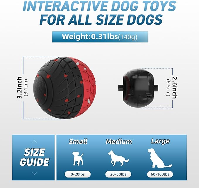HETOO Interactive Dog Ball, Remote Control Dog Toy, Moving Dog Toy, Smart Bouncing Vibrating Dog Toys for Small Medium Large Dogs, Dog Interactive Toys for Boredom, to Keep Them Busy