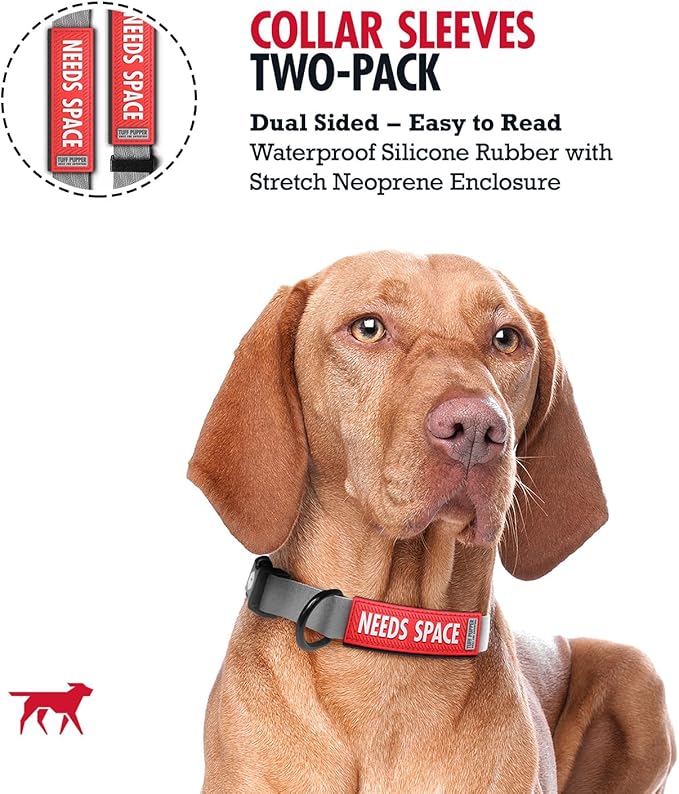 Tuff Pupper 2-Pack Waterproof Collar Sleeves | Fits Any 1 Inch Wide Dog Collar | Dual Sided Message | Durable Silicone & Neoprene | Odor & Stink Proof | Easy Slide On & Off (Needs Space, Standard)