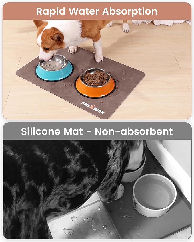 PEISAINOX Cat Dog Food Mat, Rapid Water Absorption Dog Mat for Food and Water,100% Waterproof Cat Dog Bowl Mat, Pet Food Mat for Messy Drinkers to Protect Floors, Pet Accessories Supplies