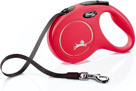 FLEXI Classic Tape Retractable Dog Leash for Medium-Sized Dogs Upto 55 lbs. – 16 ft., Red | Tangle Free Pet Walking Leash with One-Handed Brake, Pause, Lock|German Quality Product