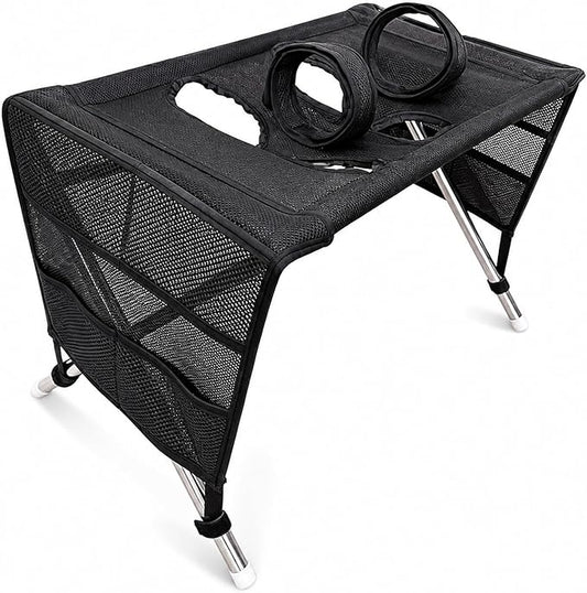 Pet Grooming Hammock for Small Dogs & Cats, Foldable Stainless Steel Grooming Table with Storage Pockets, Pet Bathing Support Stand for Nail Trimming & Drying(Brown)