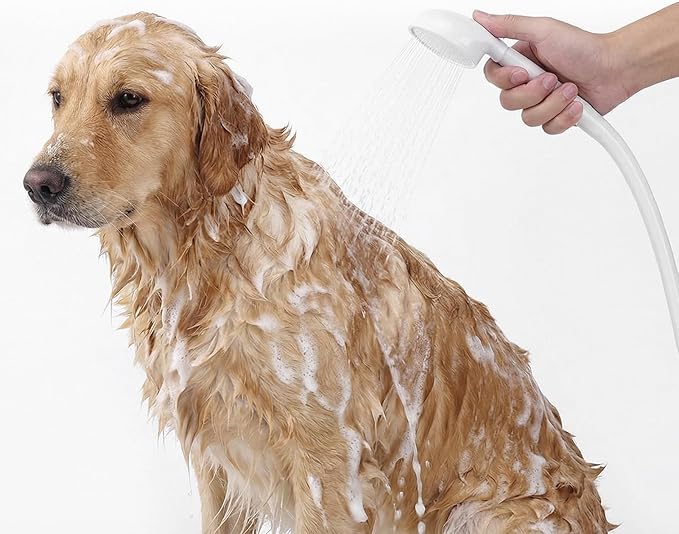 Dog Shower Head, Shower Head for Dogs Pets Shower Attachment Quick Connect on Tub Spout Front Diverter for Pets Showering, Rinsing Hair, Cleaning Tub and Floor