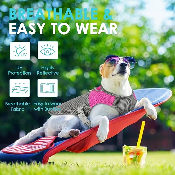 AOFITEE Dog Cooling Vest Small Dogs, Breathable Cooling Jacket for Dogs UV Protection Shirt, Dog Cooler Shirt with Harness D-Ring, Lightweight Summer Cooler Vest for Small Medium and Large Pet