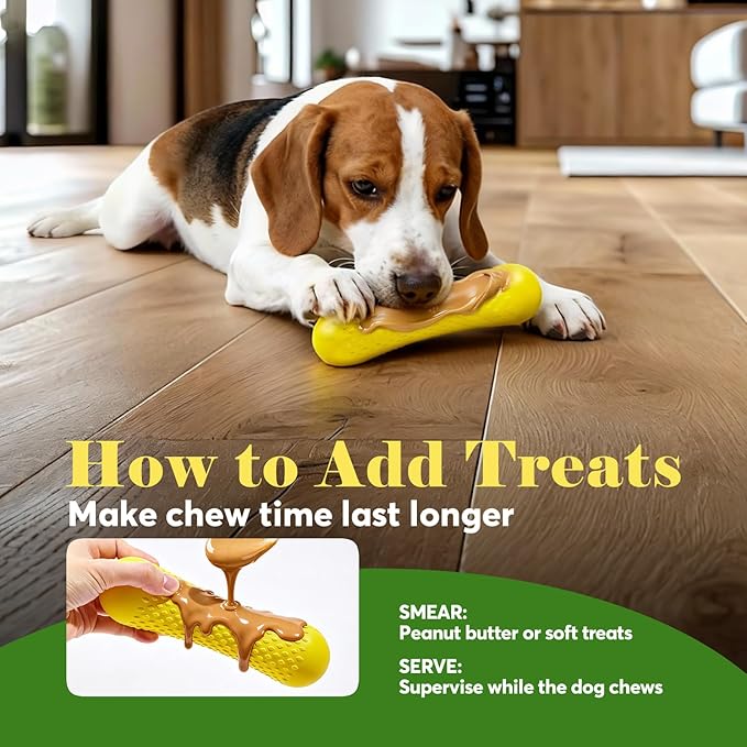 Kimee Natural Rubber Dog Chew Toy, Tough Bone Dog Toy for Aggressive Chewers, Milk-Scented Interactive Dog Toy for Medium & Large Dogs to Chew, Tug & Fetch