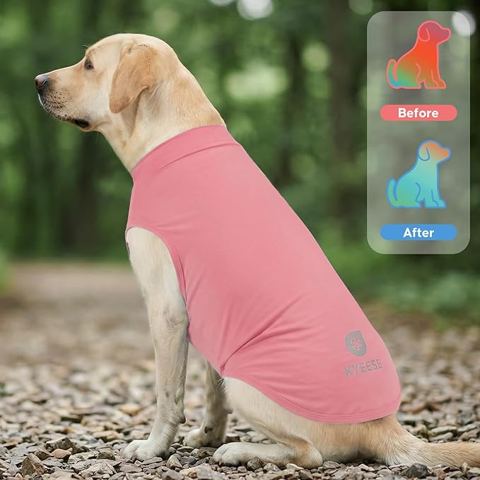 KYEESE 2Pack Dog Cooling Shirt, Breathable Dog Shirt for Large Dogs Girl, Sun Protection Reflective Pet Vest, Lightweight Soft Tank Top Sleeveless Summer Dogs Clothes, Pink, 3XL