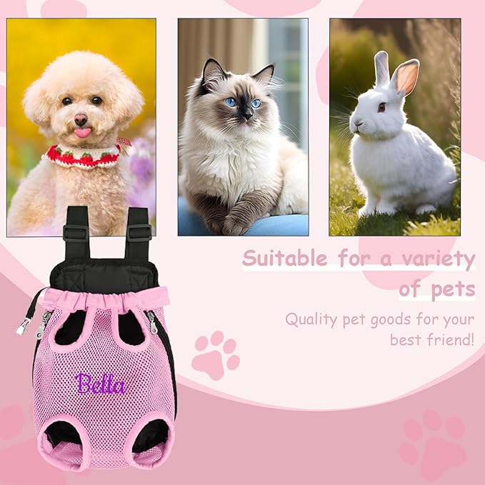 Custom Dog Backpack Carrier with Name Icons Embroidery Adjustable Front-Facing Legs-Out Design Breathable Pet Carrier Backpack for Hiking Traveling Cycling Outdoor