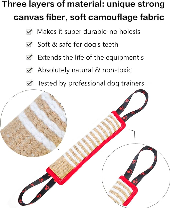 Clysoru Dog Tug Toy Tough Jute Bite Pillow Lasting Training Equipment Puppy to Large Dogs Interactive for Large and Small