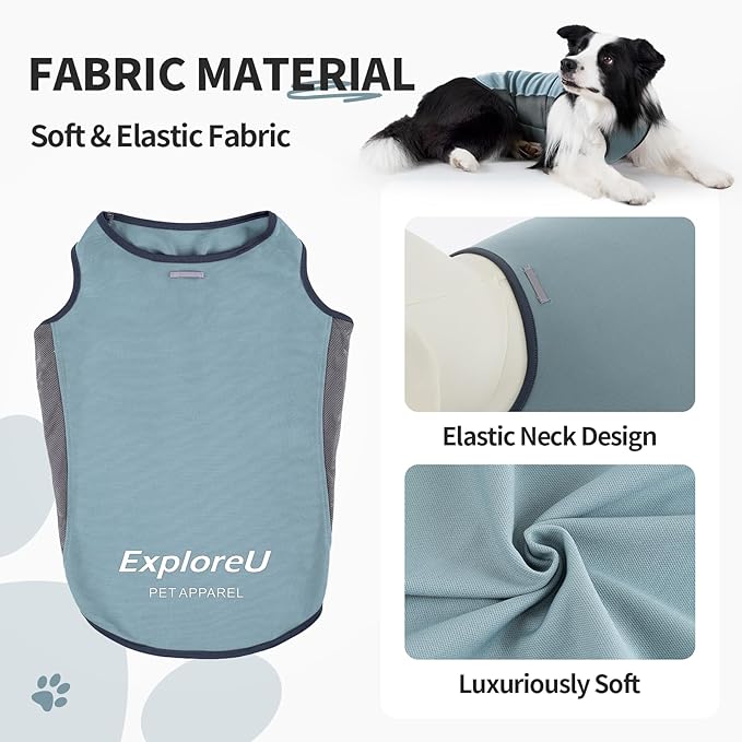 Dog Shirt, Cooling Vest Lightweight Breathable, Dog T-Shirts All-Season UV Protection Pet Clothes Quick Dry Soft Stretchy Pet Shirt Vest For Small Medium Large Dogs (Misty Glade 1PC, X-Large)