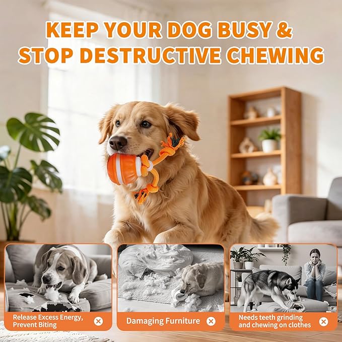 Dog Toys, Interactive Dog Toys, Automatic Interactive Dog Ball, 3 Modes Motion Activated Dog Balls for Medium Large Dogs, Type-C Rechargeable & Bite-Resistant, Keep Pets Busy for Small Large Breeds