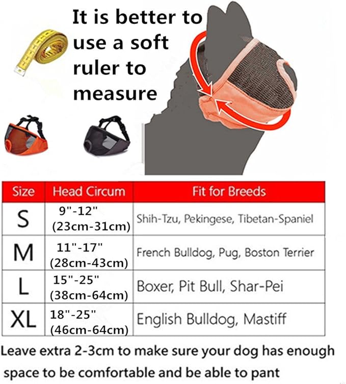 Short Snout Dog Muzzles- Adjustable Breathable Mesh Bulldog Muzzle for Biting Chewing Licking Training Grooming Dog Mask (Black, Small/9"-12")