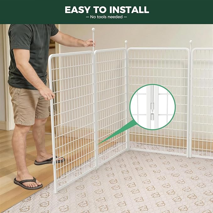 FXW Rollick Unleashed Dog Playpen for Indoor, Yard, RV Camping, 50 inch 8 Panels for Large Dogs, White│Patented