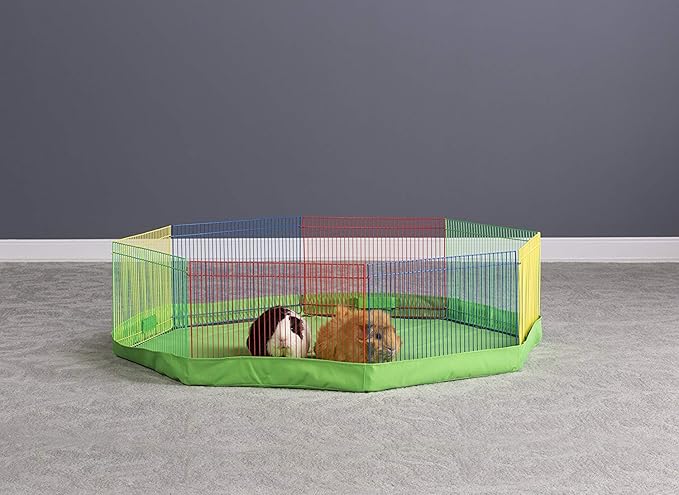 Prevue Pet Products Multi-Color Small Pet Playpen - Animal Pen for Rabbits, Guinea Pigs, Hamsters, Tortoises, Bunny Enclosure, Easy to Assemble, Indoor & Outdoor