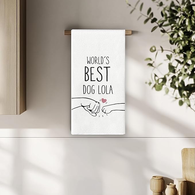 World's Best Dog Lola Kitchen Towels, Grandmother Mother Gifts, Dog Mom Gifts, Lola Hand Towels Dish Towels for Bathroom Kitchen Decorative 16x24 Inch