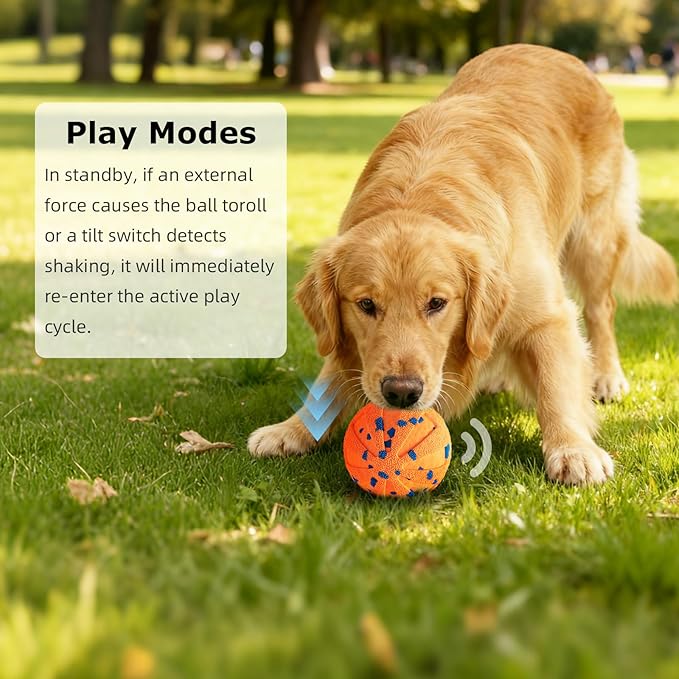 Interactive Dog Toys Ball, 3 Play Modes with Colorful Lights, Automatic Moving, Bouncing, E-TPU Material, Suitable for Large and Medium-Sized Dogs, Used for Boredom Relief and Daily Training