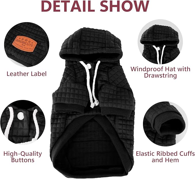 2 Pack Dog Hoodie Sweaters for Small Medium Dogs Warm Dog Clothes for Large Dogs Soft Waffle-Like Laminated Sweatshirt Bulldog (Black+Grey, 3XL (Back: 29.5",Chest: 36.5", Neck: 27"))