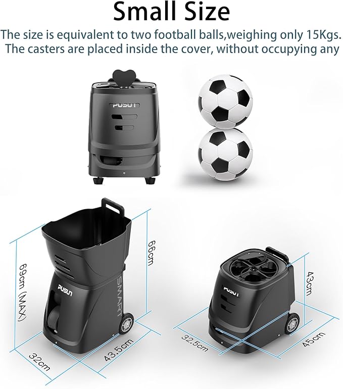 PT-SMART Tennis Ball Machine - Smart App for Apple Watch & Phone Control, Tennis Ball Launcher with 20 Landing Points, 12 Training Modes & 4-6h Battery Life, Tennis Serving Machine
