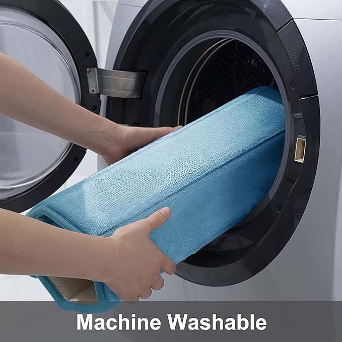 Buganda Memory Foam Bath Mat, 35.4" x 24", Ultra Soft and Non-Slip Bathroom Rugs, Water Absorbent and Machine Washable Bath Rug Runner for Bathroom, Shower, and Tub, Blue